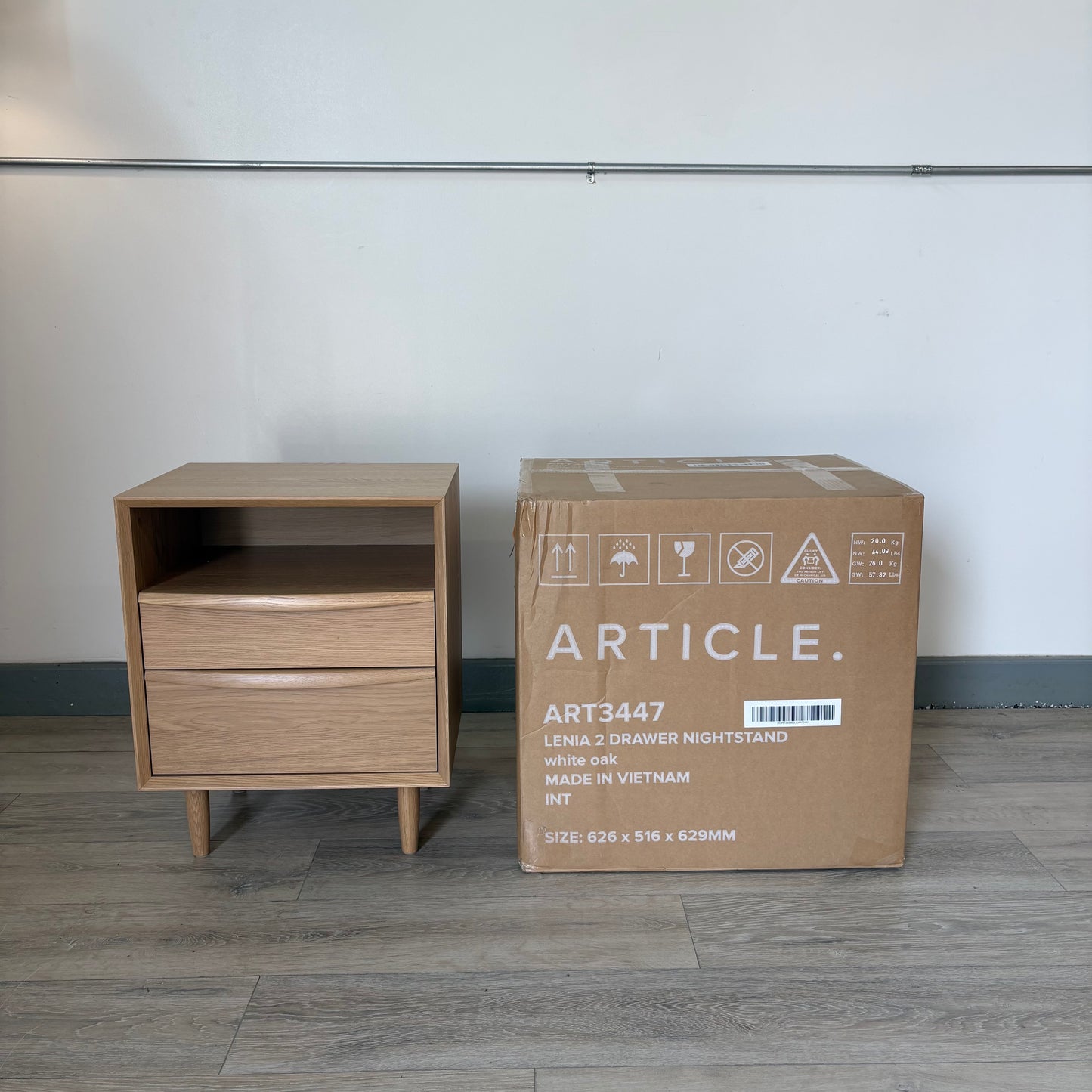 Article Lenia 2-Drawer Nightstand - White Oak (2)