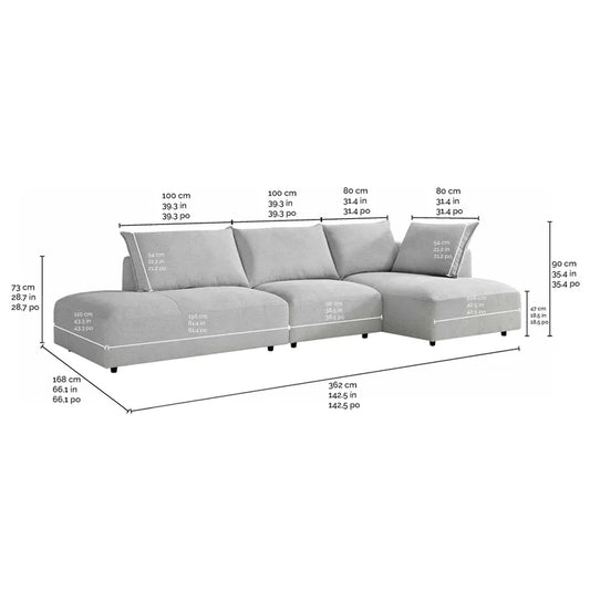 Macon 3-piece Fabric Modular Sectional