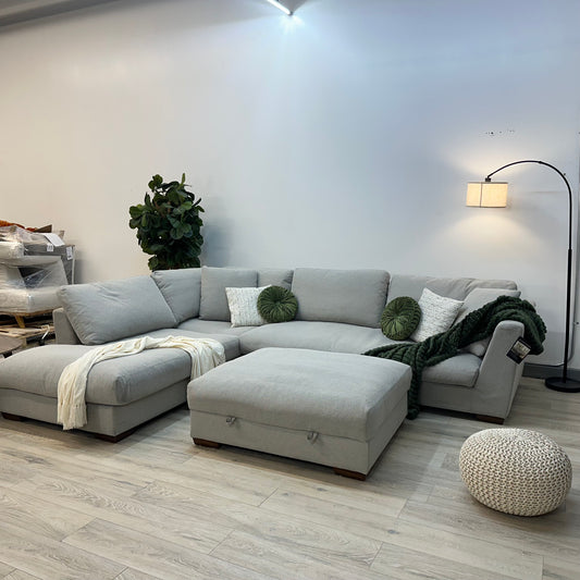 Henredon Larkin House Deep Seating Fabric Sectional with Storage Ottoman