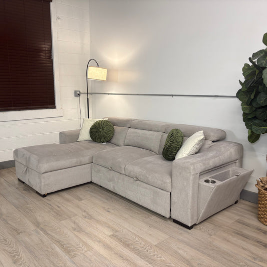 Roxana Fabric Sleeper Sofa with Storage Chaise
