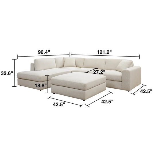 Andee Fabric Sectional with Ottoman