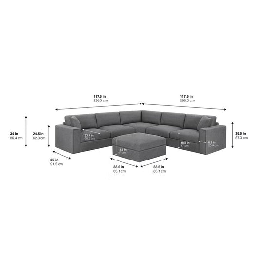 Thomasville Bryden Fabric Sectional with Storage Seats and Ottoman