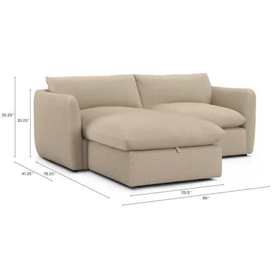 Article Leigh 86" Reversible Storage Sofa Bed Sectional - Silver Taupe