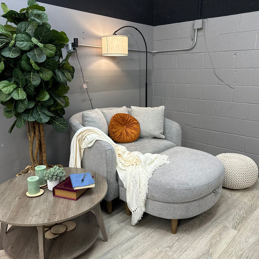 Thomasville Dillard Accent Chair with Storage Ottoman