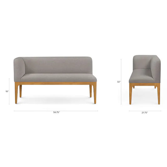 Article Rosin 56.75” Left Corner Banquette - Smoked Oak and Hestia Gray