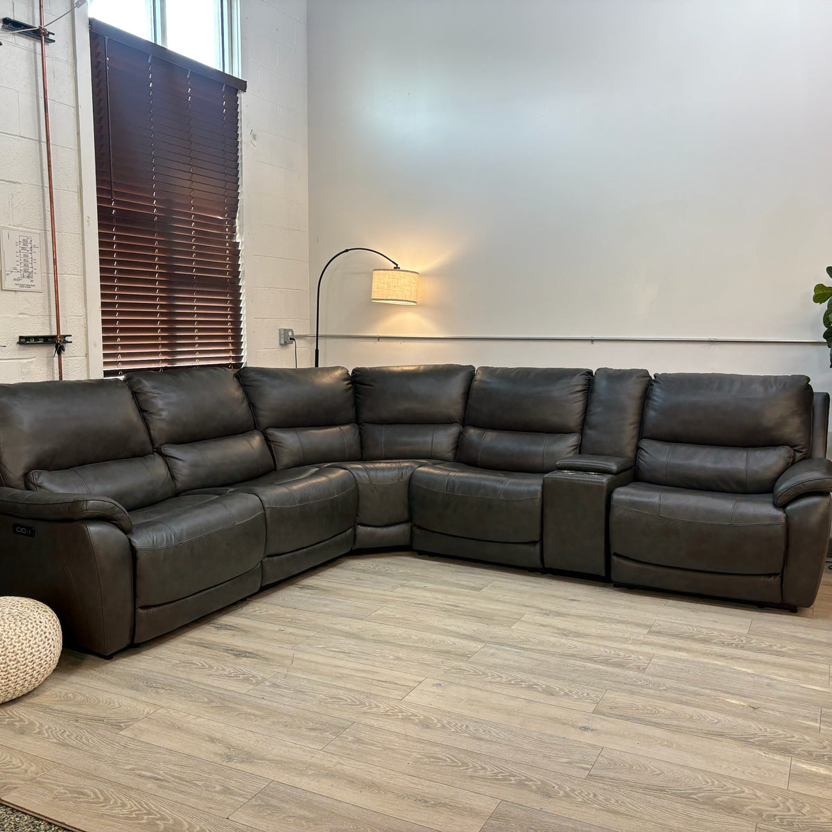 Wylder Leather Power Reclining Sectional with Power Headrests