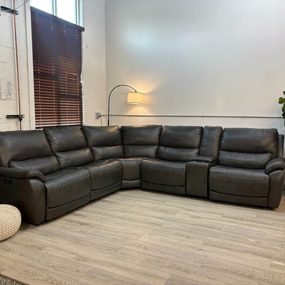 Wylder Leather Power Reclining Sectional with Power Headrests