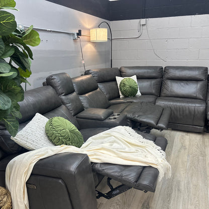 Lauretta 6-piece Leather Power Reclining Sectional with Power Headrests