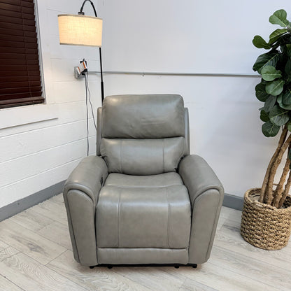 Barcalounger Hollis Leather Zero Gravity Power Recliner with Power Headrest - Gray