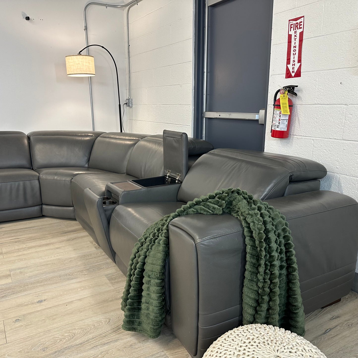 Karson Leather Power Reclining Sectional with Power Headrests