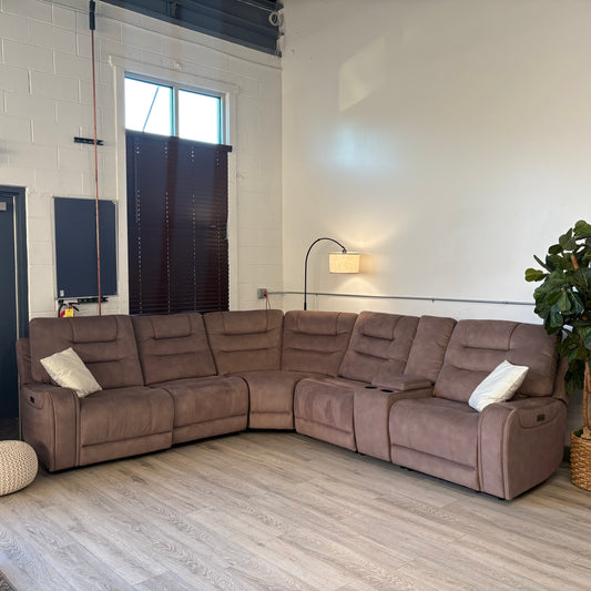 Barcalounger Carmelo Fabric Power Reclining Sectional with Power Headrests
