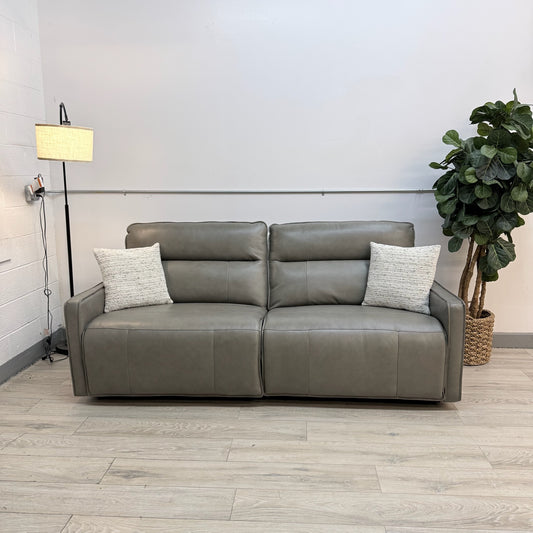 Henredon Keira Leather Power Reclining Sofa with Power Headrests - Gray