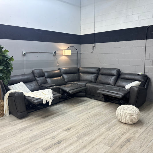 Wylder Leather Power Reclining Sectional with Power Headrests
