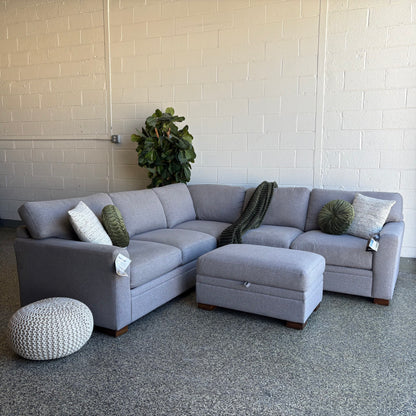 Thomasville Langdon Fabric Sectional with Storage Ottoman - Gray