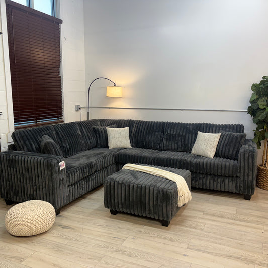 Haven Fluffy Cloud Sectional with Ottoman - Grey