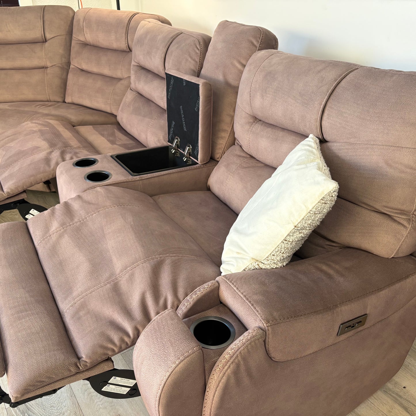 Barcalounger Carmelo Fabric Power Reclining Sectional with Power Headrests
