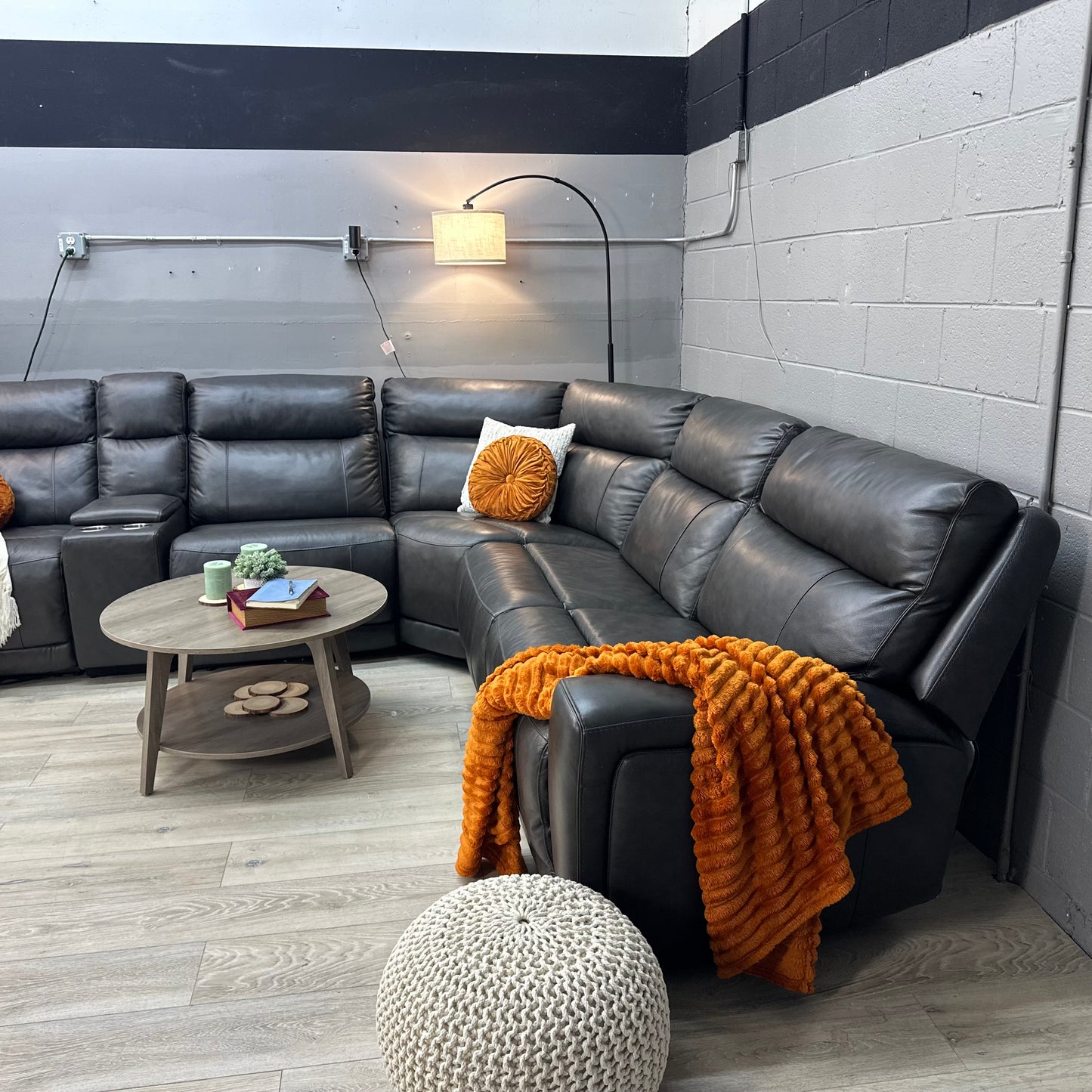 Lauretta 6-piece Leather Power Reclining Sectional with Power Headrests