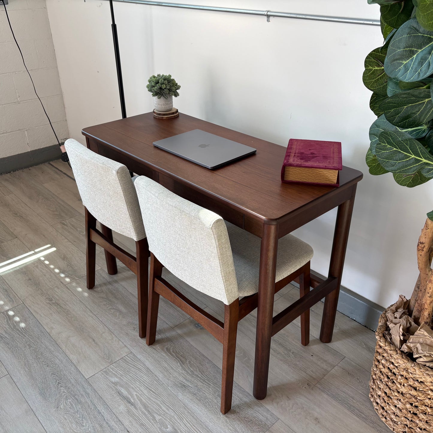 Article Nosh Dining Chair - Walnut And Chalk Article Gray & Heidi 43.5" Console Desk - Walnut