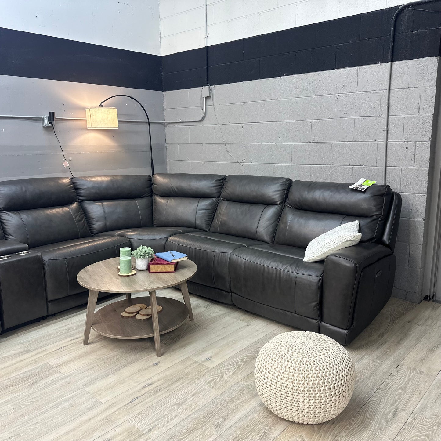 Wylder Leather Power Reclining Sectional with Power Headrests