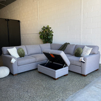 Thomasville Langdon Fabric Sectional with Storage Ottoman - Gray