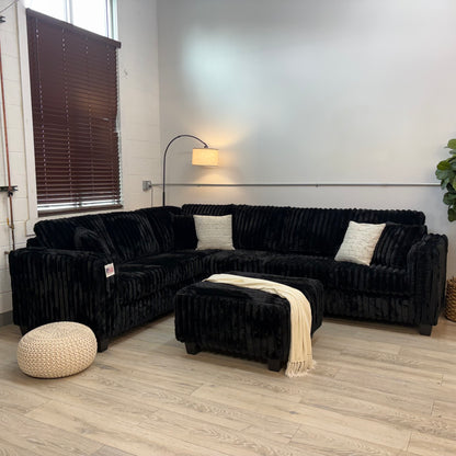 Haven Fluffy Cloud Sectional with Ottoman in - Black