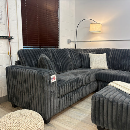 Haven Fluffy Cloud Sectional with Ottoman - Grey
