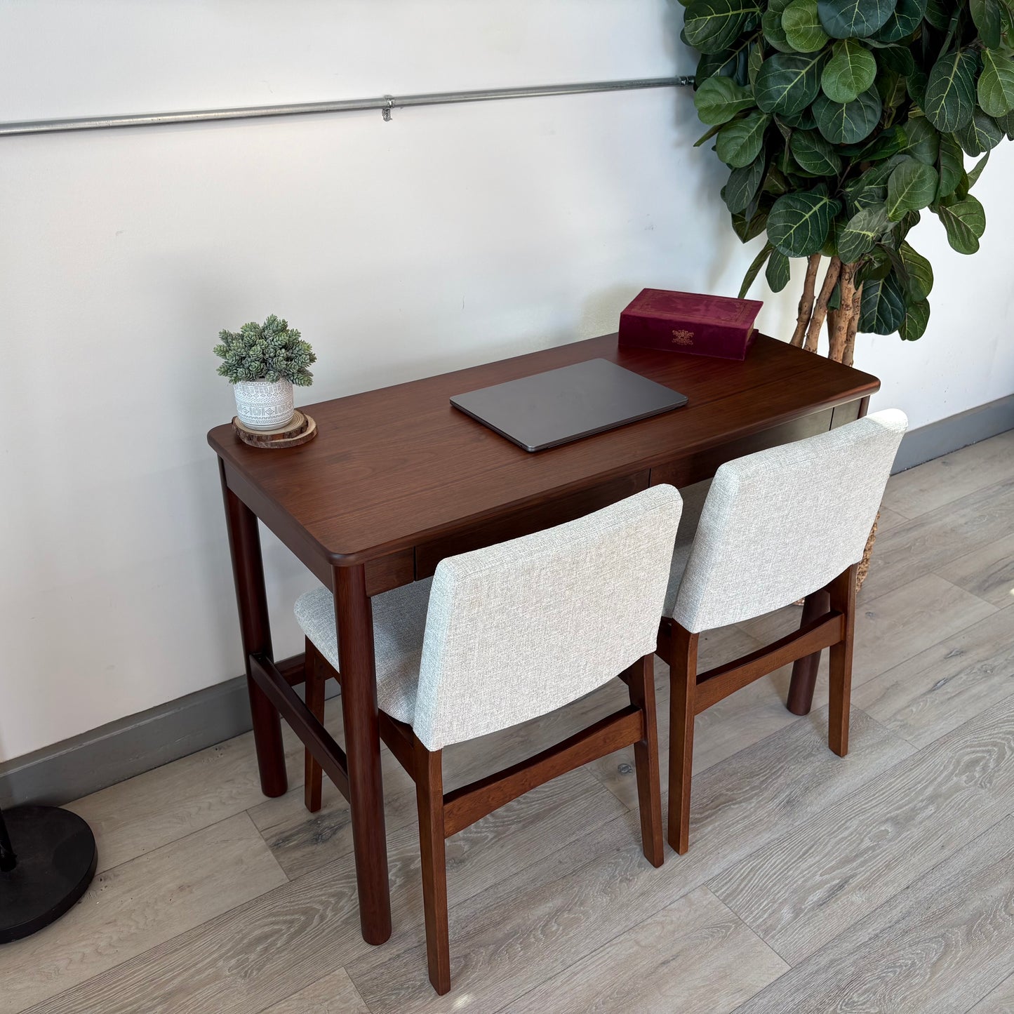 Article Nosh Dining Chair - Walnut And Chalk Article Gray & Heidi 43.5" Console Desk - Walnut