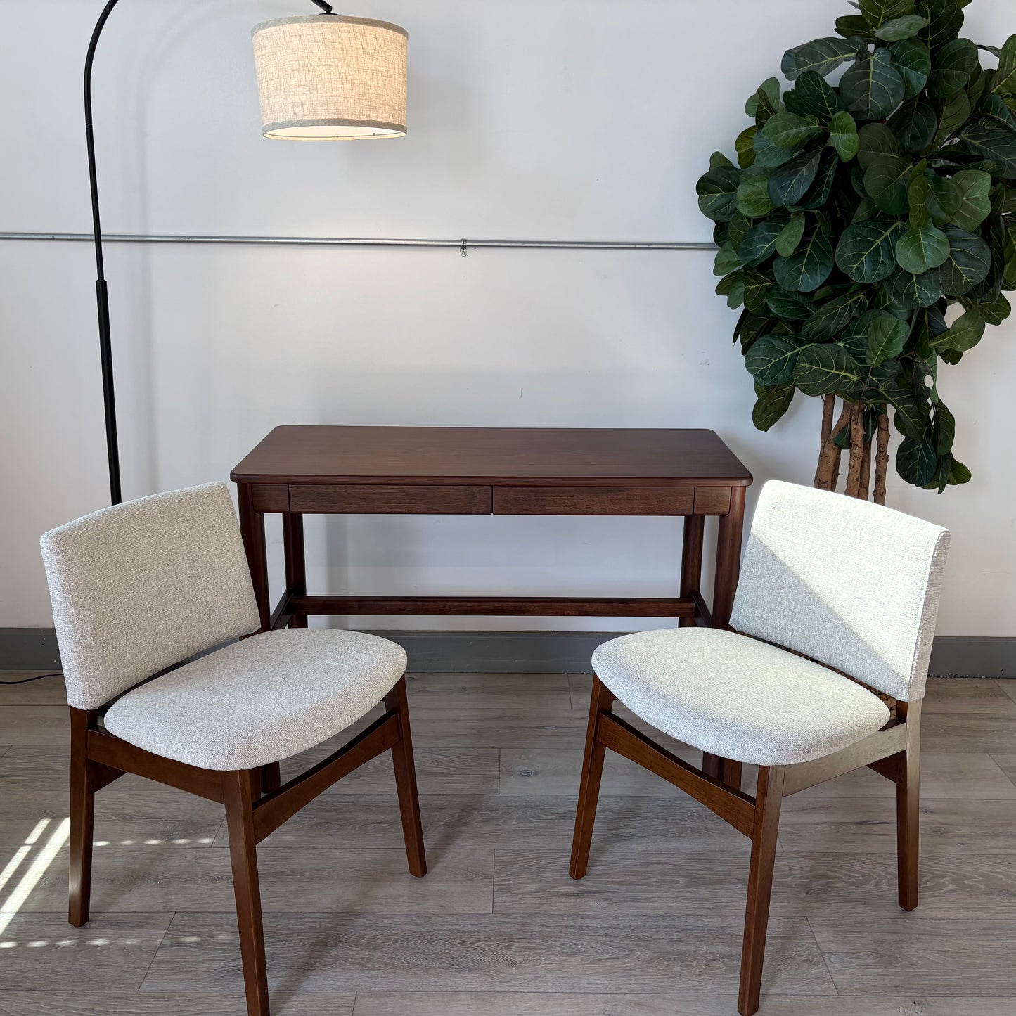 Article Nosh Dining Chair - Walnut And Chalk Article Gray & Heidi 43.5" Console Desk - Walnut