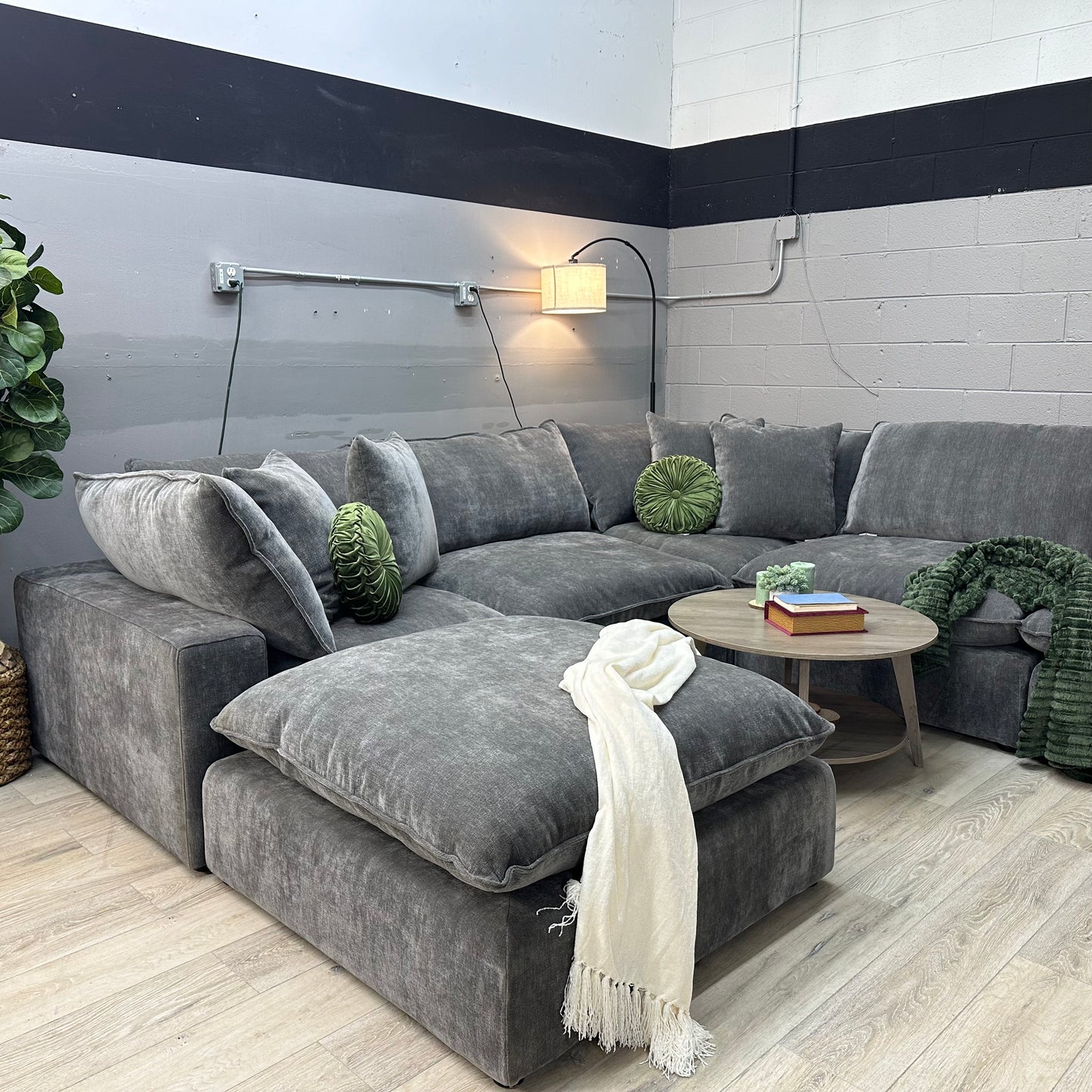 Sereen 6-piece Fabric Modular Sectional, Dark Gray