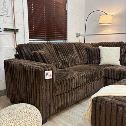 Haven Fluffy Cloud Sectional with Ottoman in - Brown