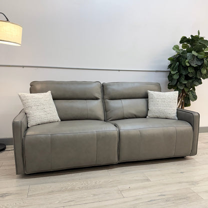 Henredon Keira Leather Power Reclining Sofa with Power Headrests - Gray