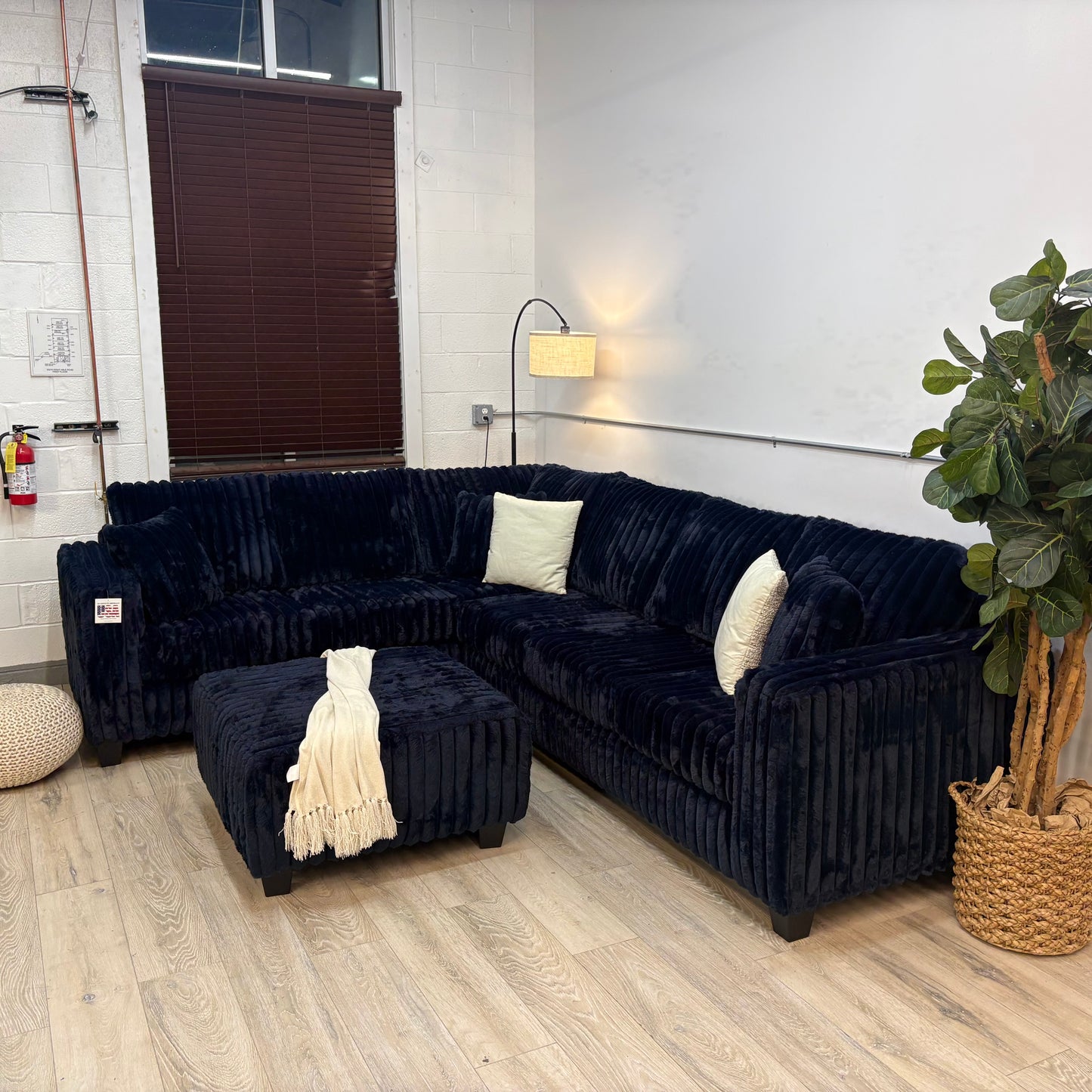 Fluffy Cloud Sectional with Ottoman - Dark Blue