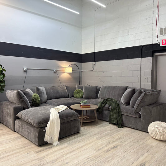 Sereen 6-piece Fabric Modular Sectional, Dark Gray