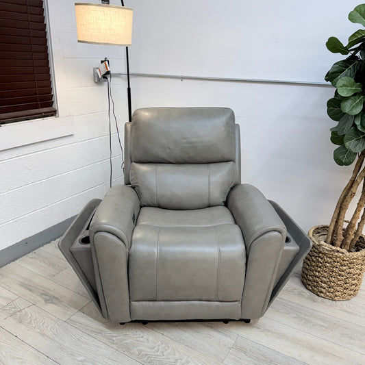 Barcalounger Hollis Leather Zero Gravity Power Recliner with Power Headrest - Gray