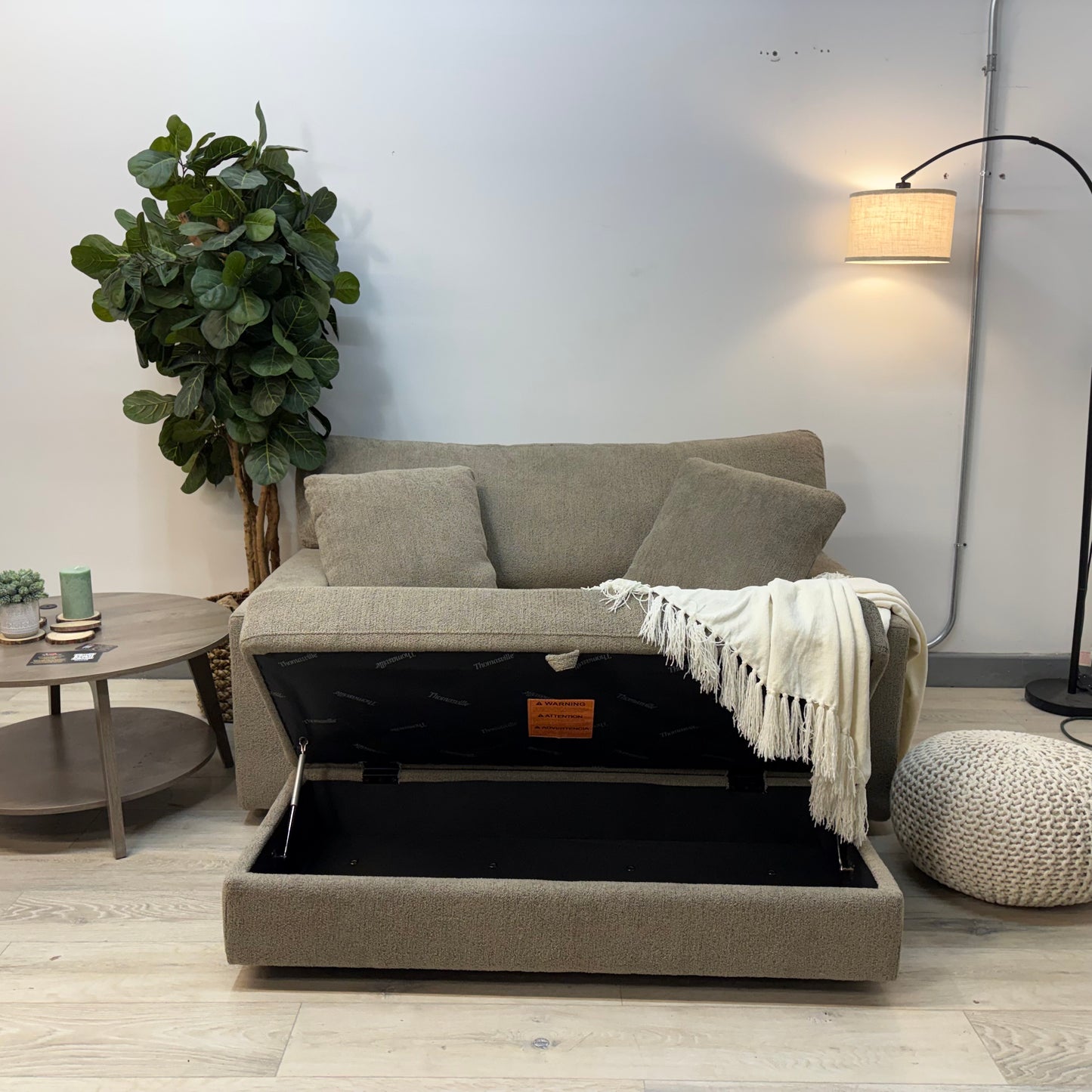 Thomasville Gilroy Fabric Oversized Storage Chair and Storage Ottoman