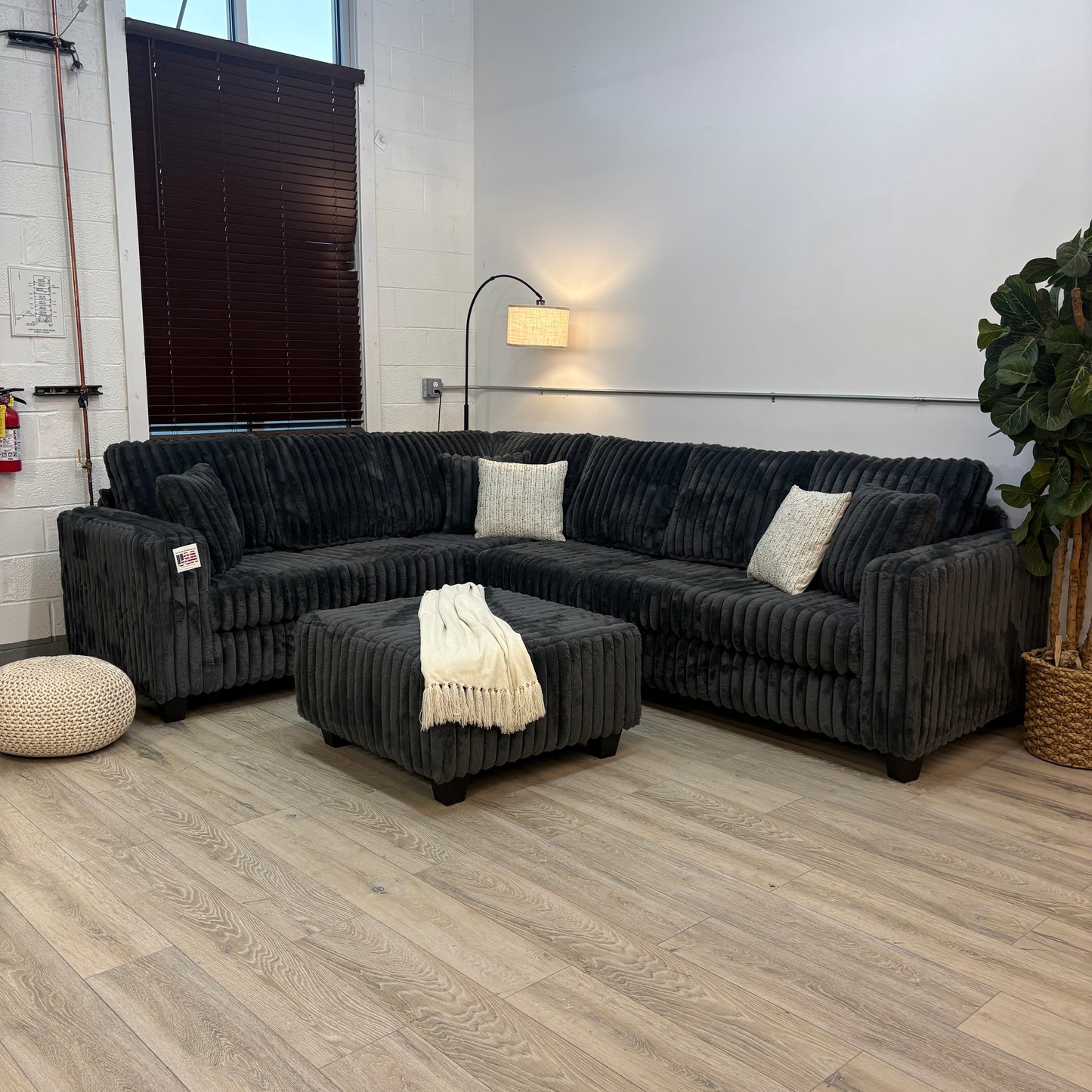 Haven Fluffy Cloud Sectional with Ottoman - Grey