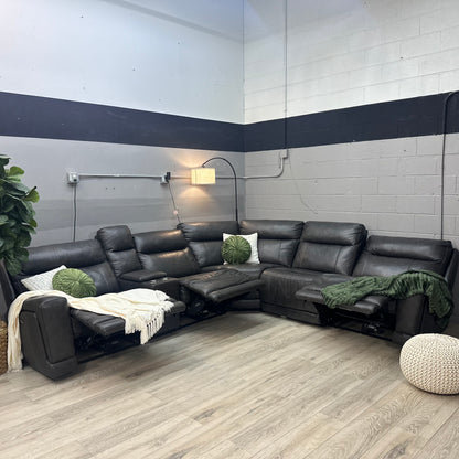 Lauretta 6-piece Leather Power Reclining Sectional with Power Headrests