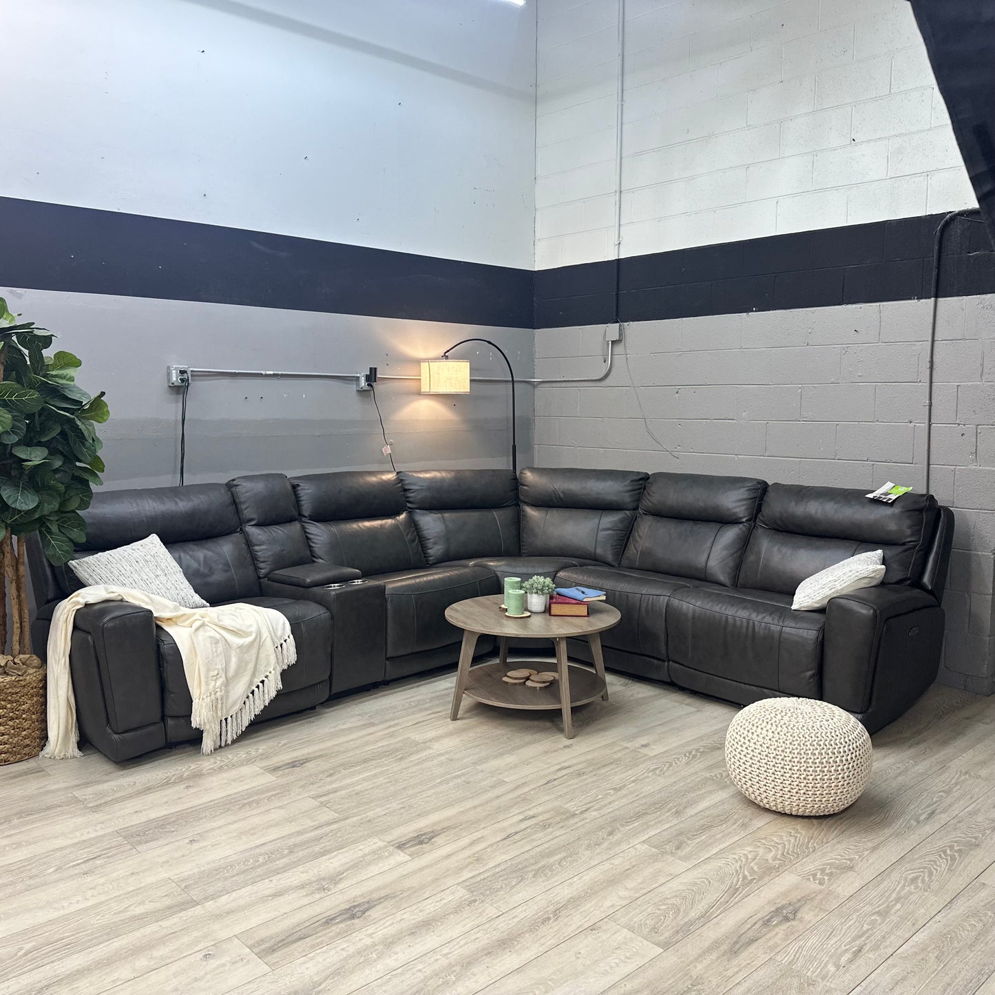 Wylder Leather Power Reclining Sectional with Power Headrests