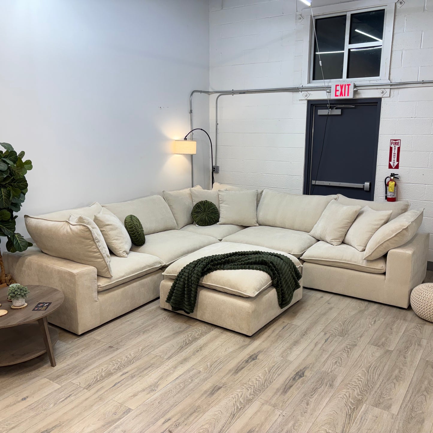 Sereen 6-piece Fabric Modular Sectional, Cream