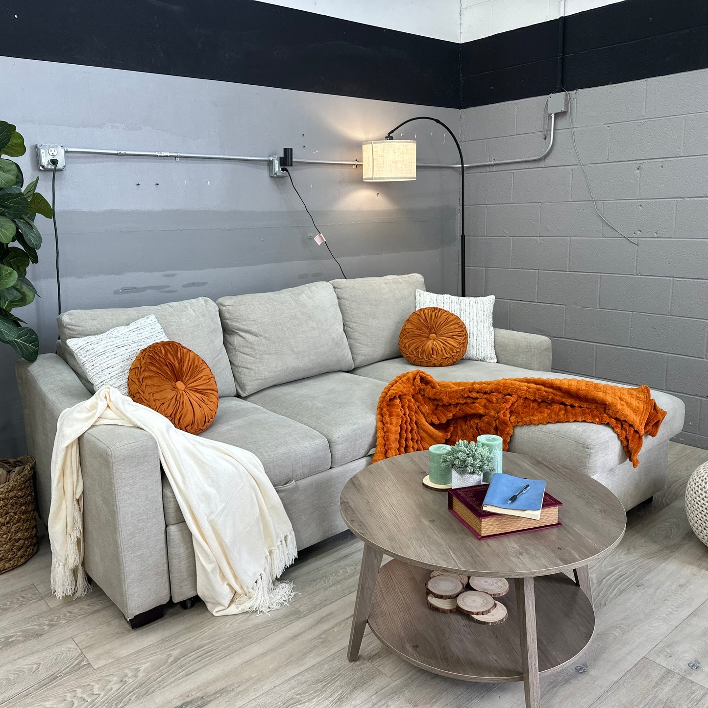 Coddle Aria Fabric Sleeper Sofa with Reversible Chaise and Storage, Beige