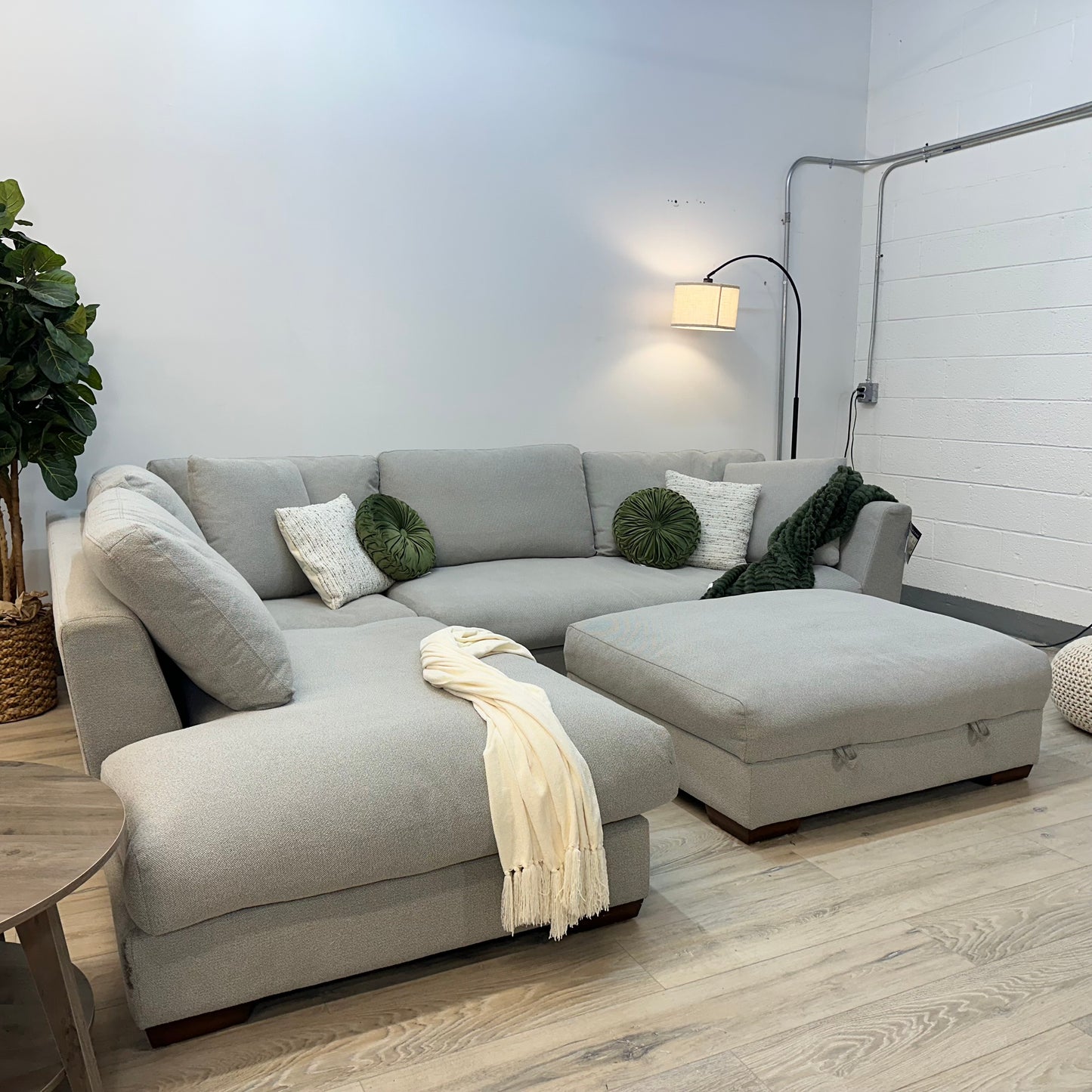 Henredon Larkin House Deep Seating Fabric Sectional with Storage Ottoman