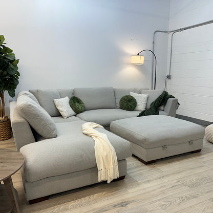 Henredon Larkin House Deep Seating Fabric Sectional with Storage Ottoman