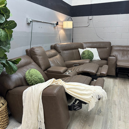 Atlas 3-piece Leather Power Reclining Sectional with Power Headrests