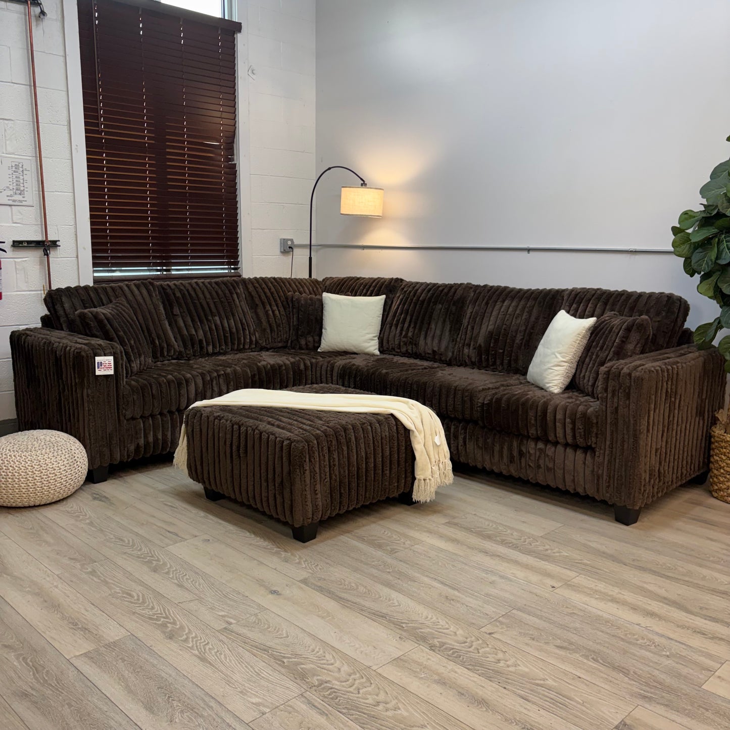 Haven Fluffy Cloud Sectional with Ottoman in - Brown