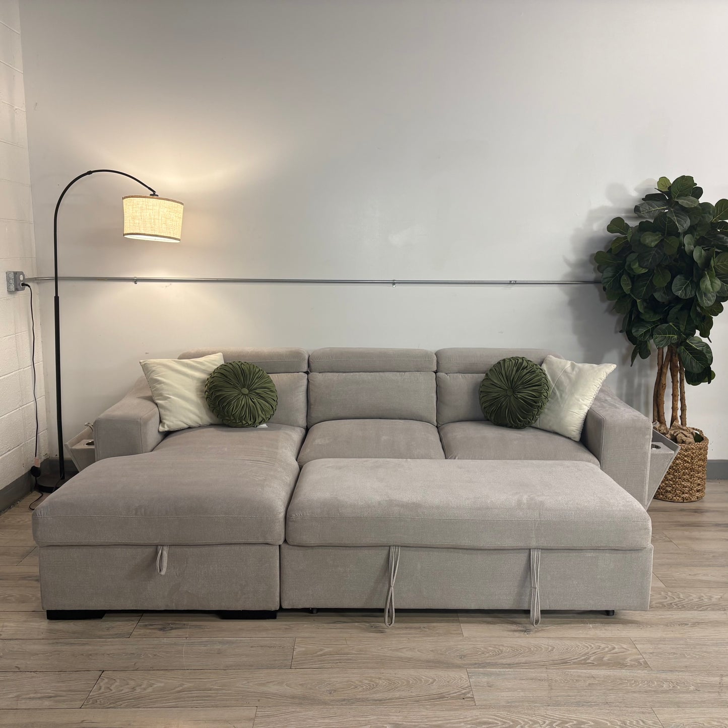 Roxana Fabric Sleeper Sofa with Storage Chaise