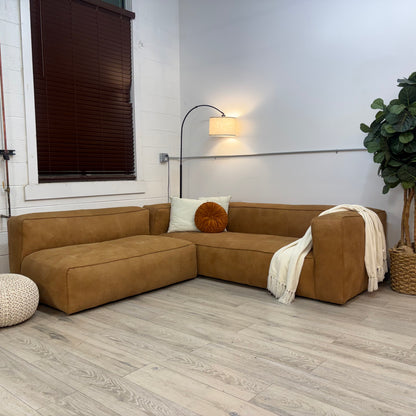 Article Cigar 94.5” Leather Reversible Sectional - Rawhide Tan