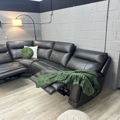 Lauretta 6-piece Leather Power Reclining Sectional with Power Headrests