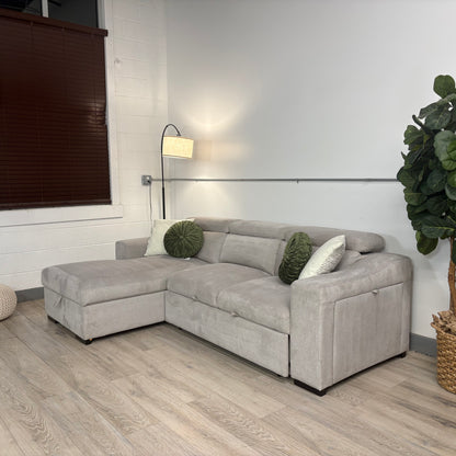 Roxana Fabric Sleeper Sofa with Storage Chaise