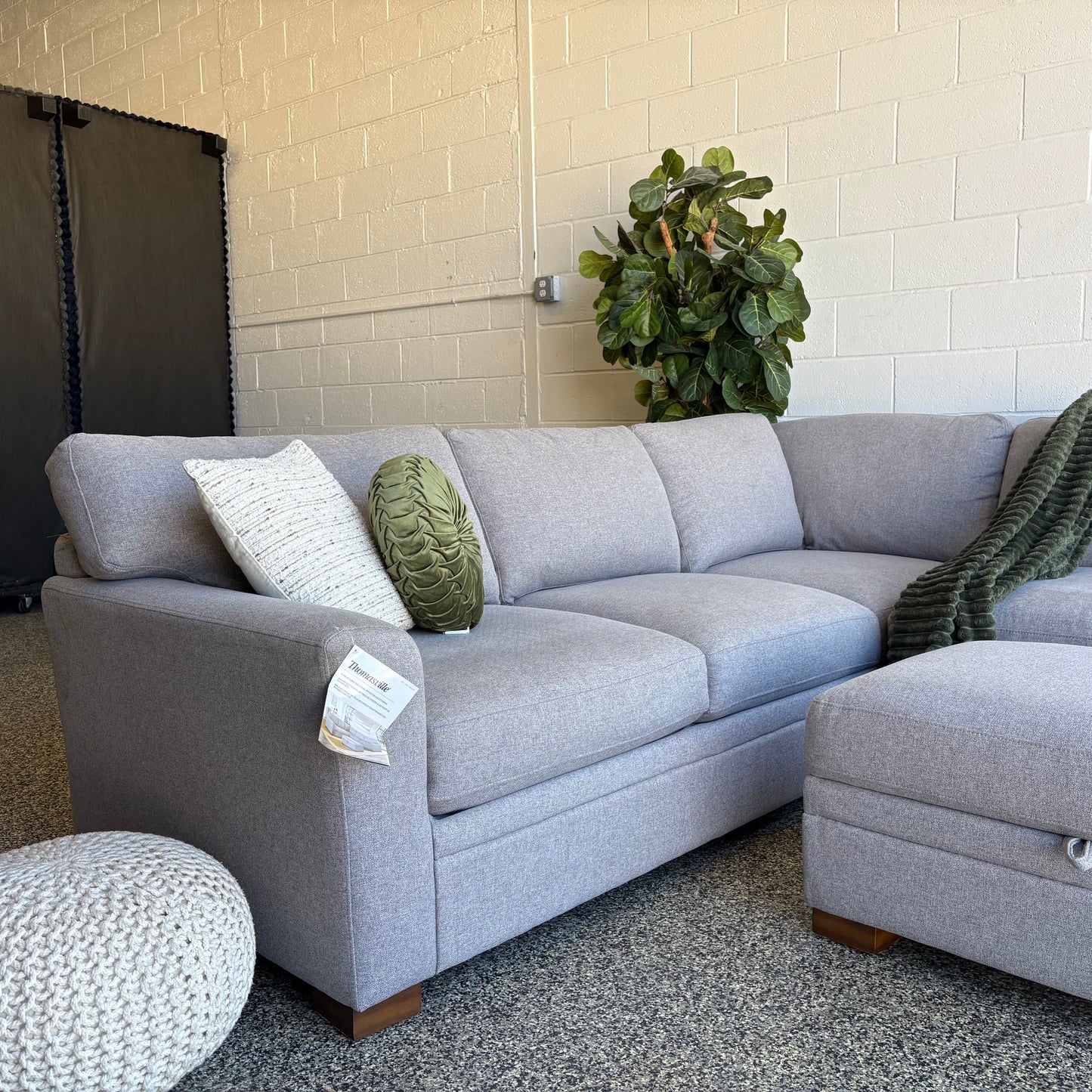 Thomasville Langdon Fabric Sectional with Storage Ottoman - Gray