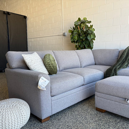 Thomasville Langdon Fabric Sectional with Storage Ottoman - Gray
